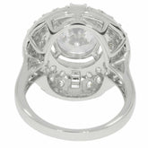 Sterling Silver Semi Mount Ring Setting Oval OV 11X9mm Double Halo - Syzjewelry
